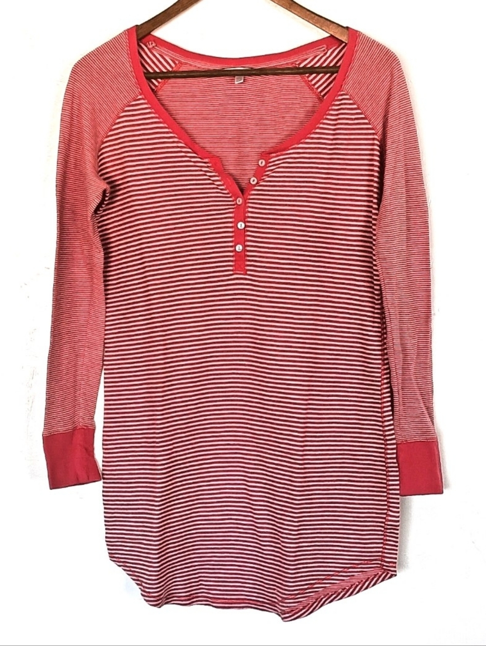 Victoria's Secret Cotton Blend Striped Henley Pajama Sleep shirt